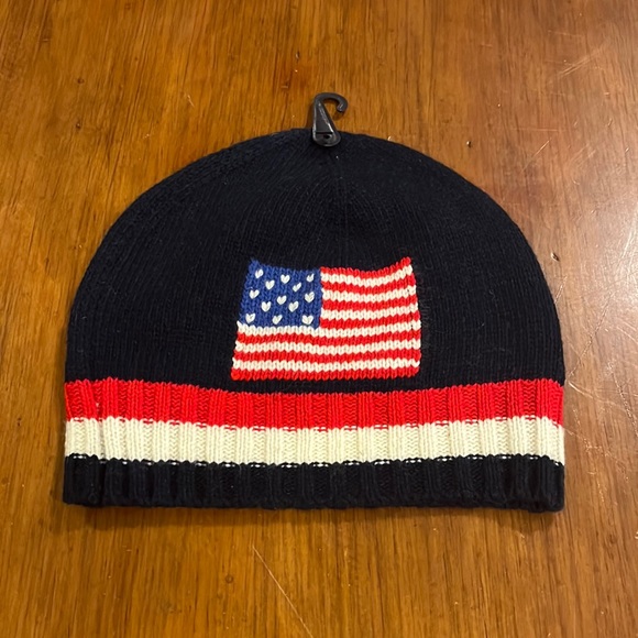 Polo Ralph Lauren USA American Flag Beanie Winter Hat Cap new blue